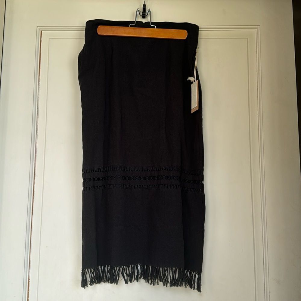 NEW With Tag Beautiful Matte Silk Skirt With Fringe Detail By Mirth
